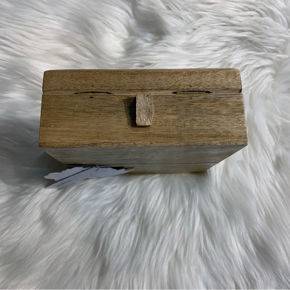 Jewelry Trinket Wood Box With Framed Detailed Embroidery Beading Letter “K” NWT